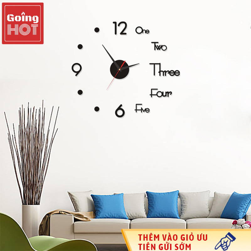 Đồng hồ treo tường acrylic 3D, đồng hồ treo tường DIY tĩnh, trang trí tường