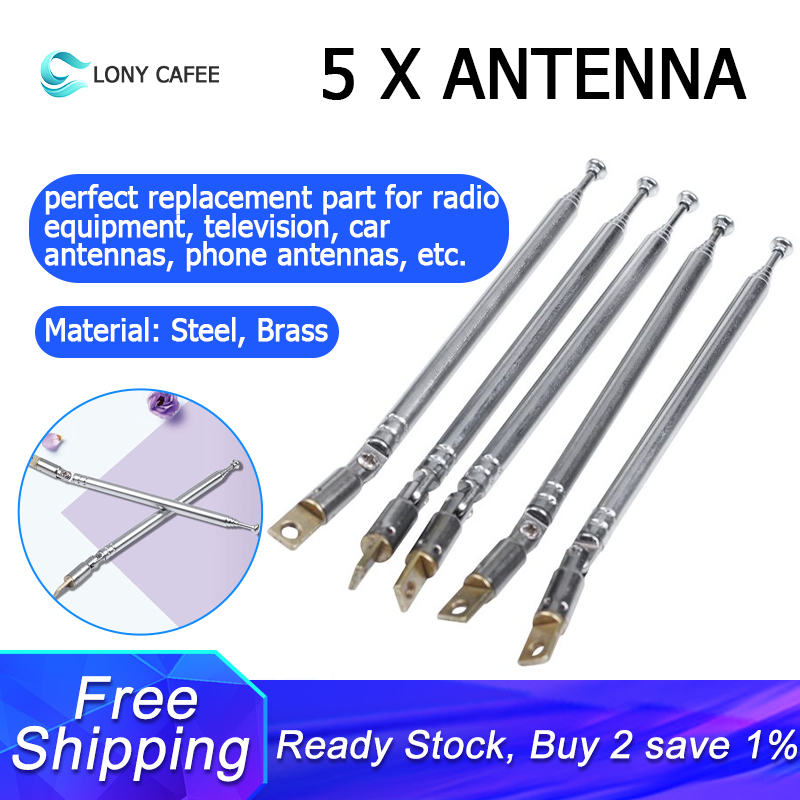 5 Ăng Ten Radio AM FM Dài 32Cm 5 Phần Thu Gọn Được, 180 Độ