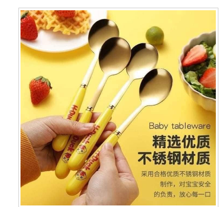 Set 6 muỗng thìa vàng hình con vịt vàng inox siêu kute