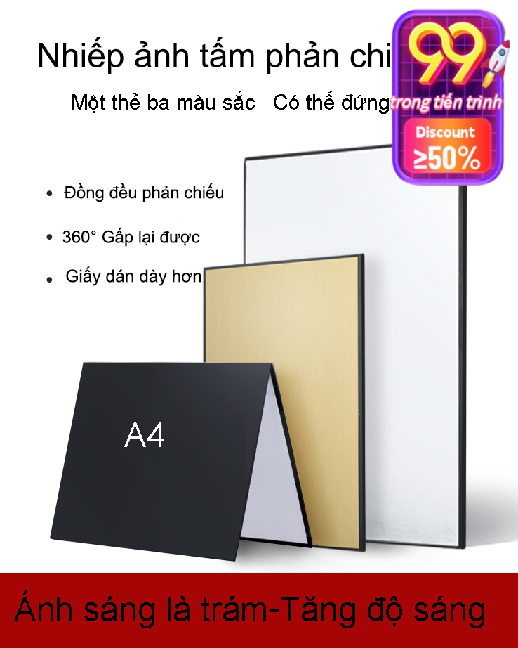 Studio ảnh Có thể gập lại Vàng bạc Hấp thụ ánh sáng Khổ A4 Đạo cụ chụp ảnh Nhiếp ảnh Phản Xạ Bảng phản xạ Đèn phản quang Bìa cứng chụp ảnh