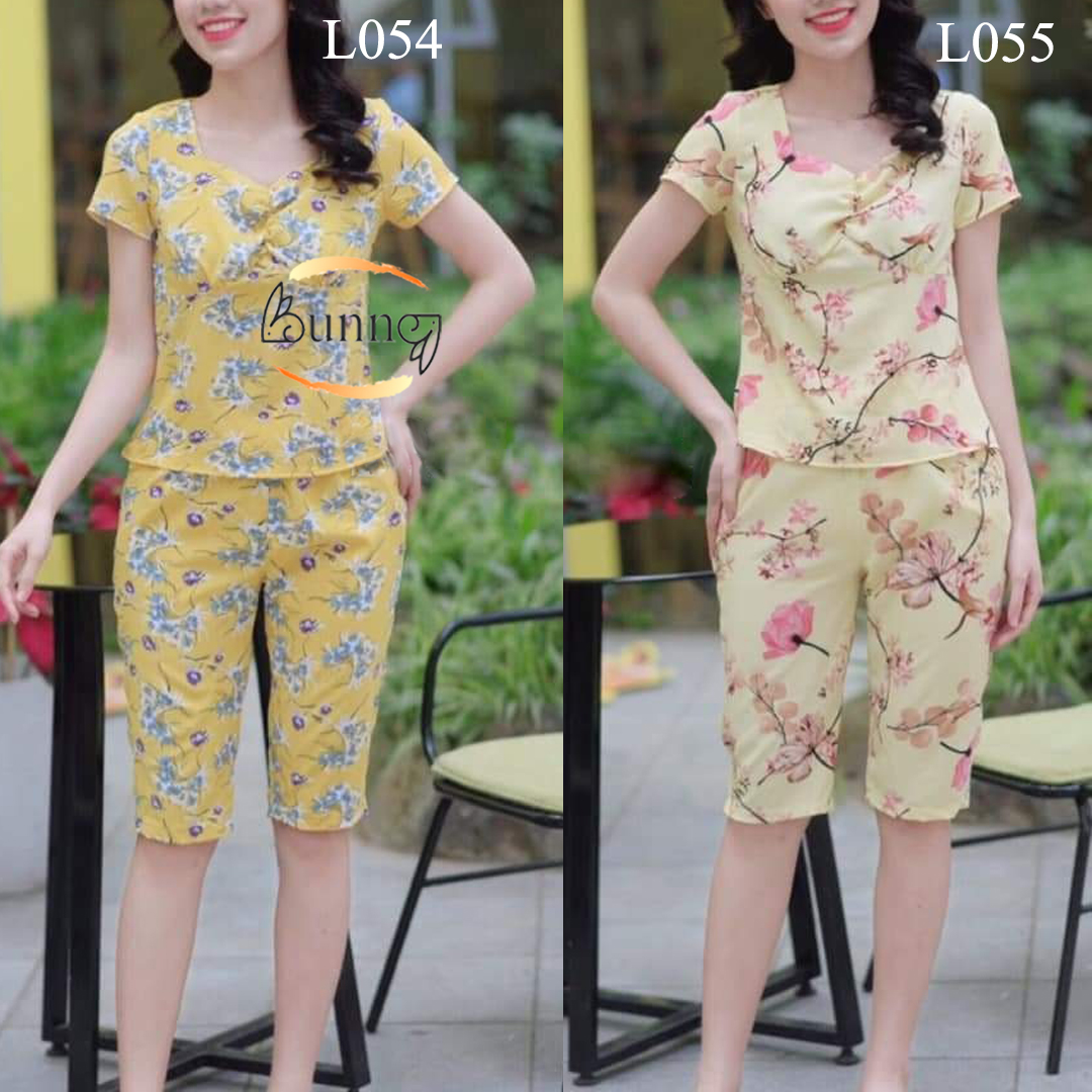 Đồ bộ nữ mặc ở nhà, phong cách hiện đại, đồ bộ chất Lụa Thái mẫu quần lửng kiểu dáng đẹp