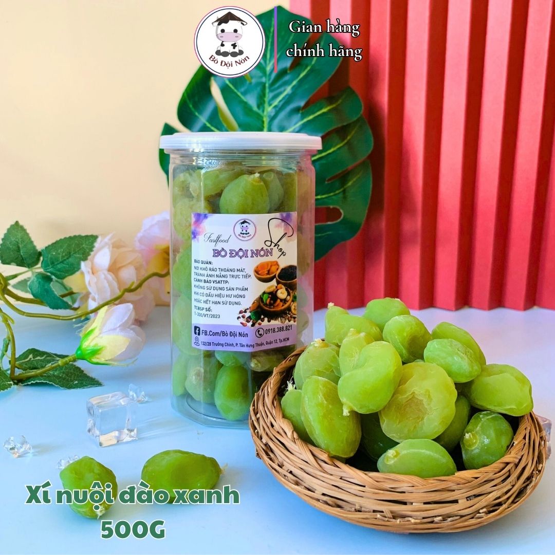 500g Xí Muội xanh Bao Tử Không Hạt Bò Đội Nón