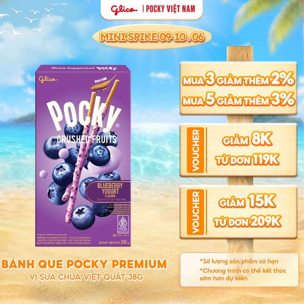 Hộp Lẻ - Bánh Que Pocky Premium Trái Cây Nghiền Vị Sữa Chua Việt Quất 38g
