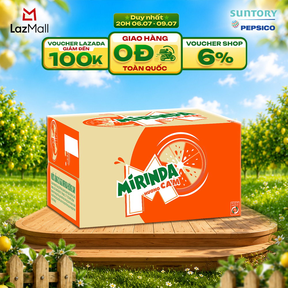 [SALE 7.7] Thùng 24 Chai Nước Giải Khát Mirinda Cam (390ml/chai)