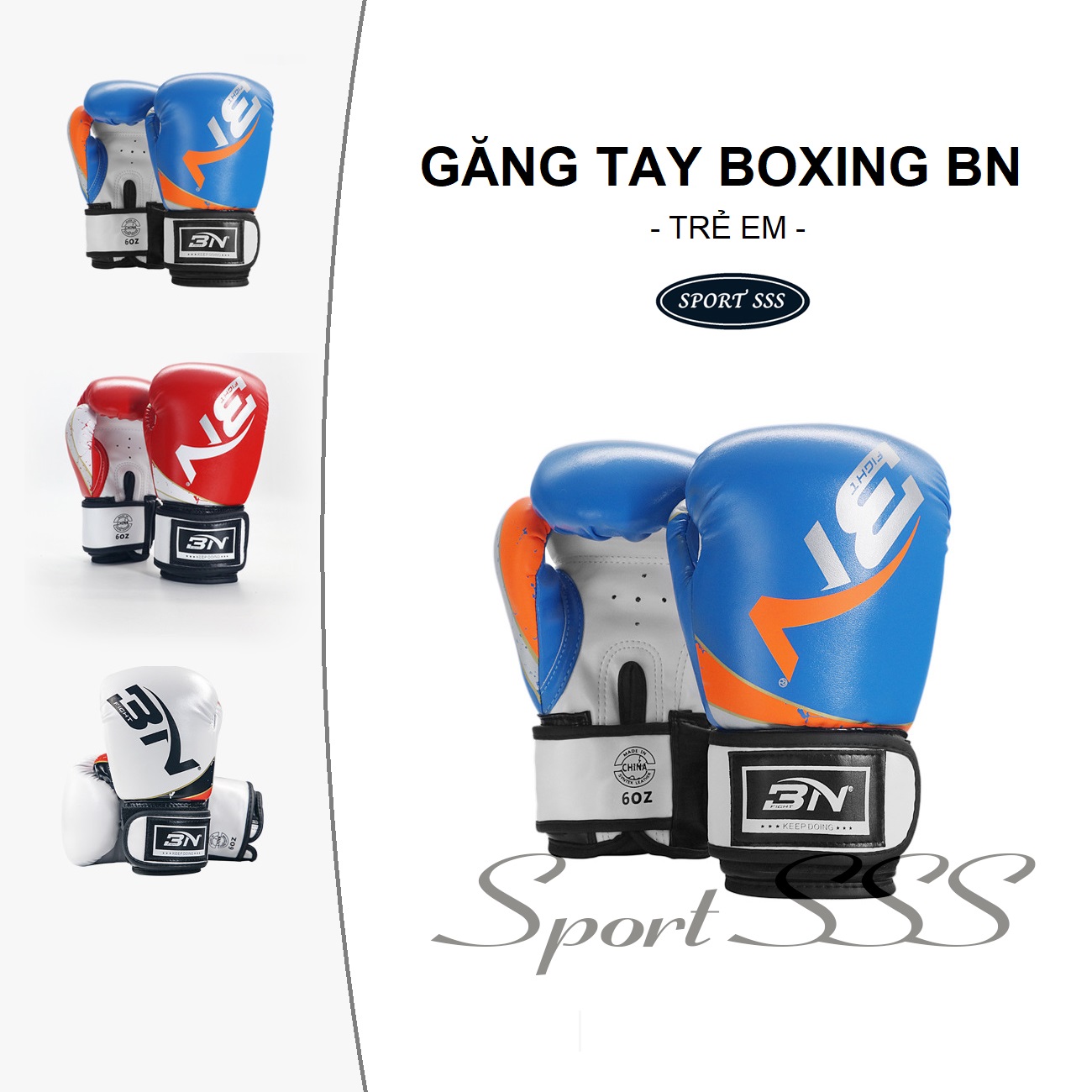 Găng tay boxing bn 6oz trẻ em - võ thuật - đấm bốc bn - cao cấp