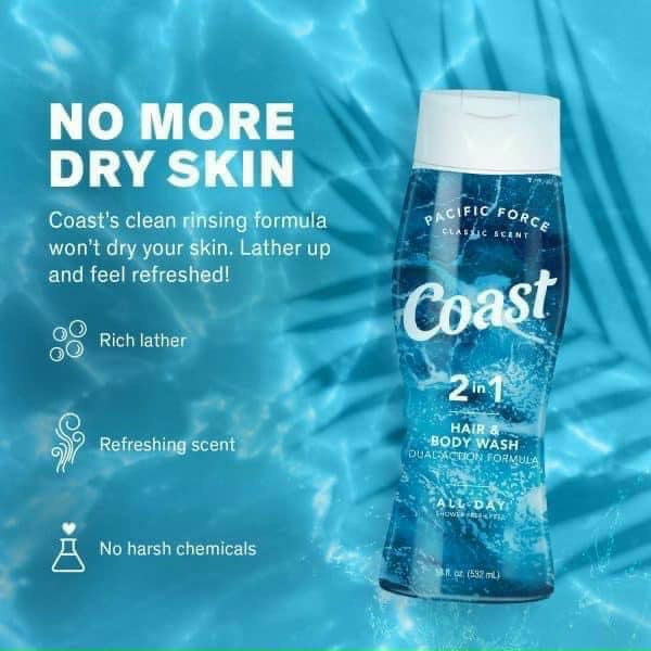 Sữa tắm Coast Body and Hair 2in1 Mỹ chai mẫu mới | Lazada.vn