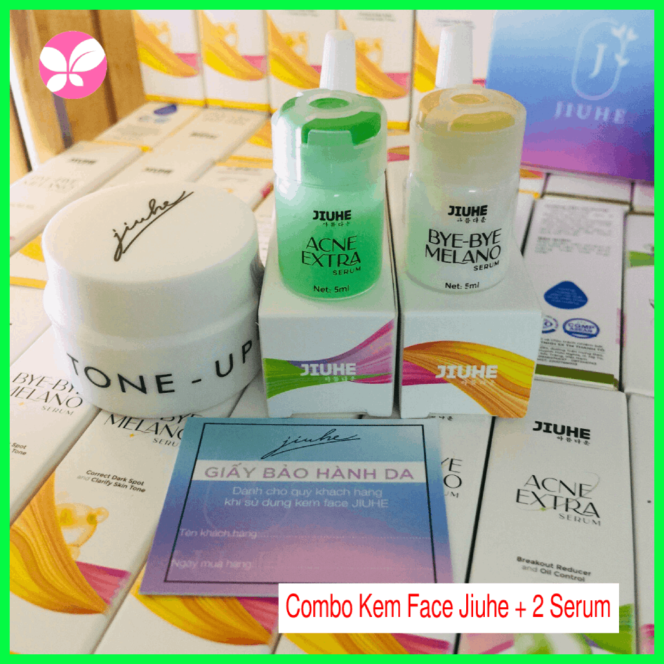 Combo Kem Face Jiuhe + Serum Jiuhe mụn Acne + Serum Jiuhe thâm Melano Thanh Tô