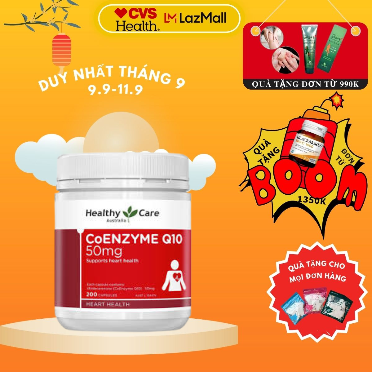 Viên uống healthy care coenzyme q10 150mg 100 viên - coq10 150mg tăng cường sức khỏe tim mạch