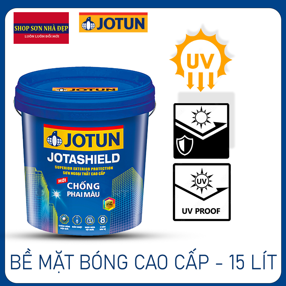 Sơn nước ngoại thất - Siêu cao cấp - Jotun Jotashield Chống phai màu - Bề mặt bóng - 5L