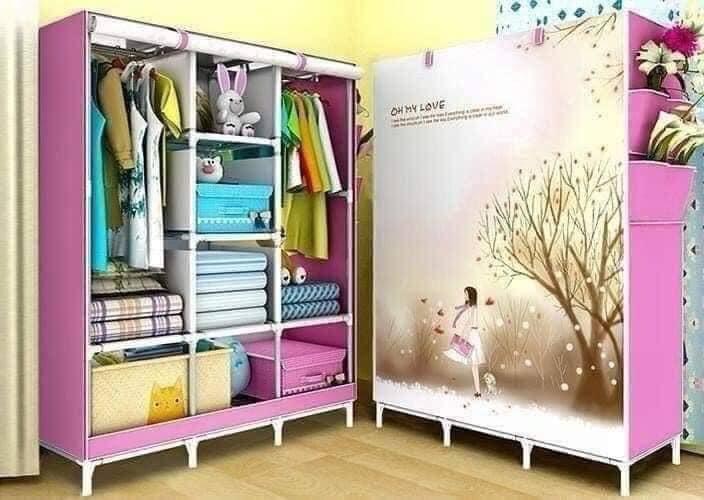 Tủ vải 3d 3 buồng 8 ngăn khung sắt chắc chắn, bền đẹp