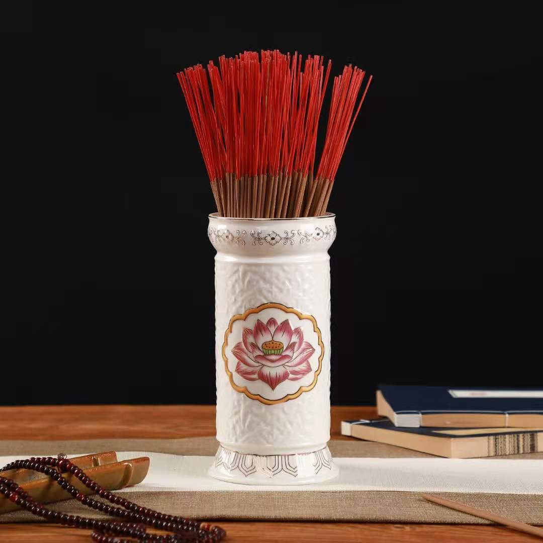 Ống đựng nhang bạch ngọc sứ trắng hoa sen, ống đựng hương thờ cúng gia tiên, thần tài thổ địa, bàn thờ Phật