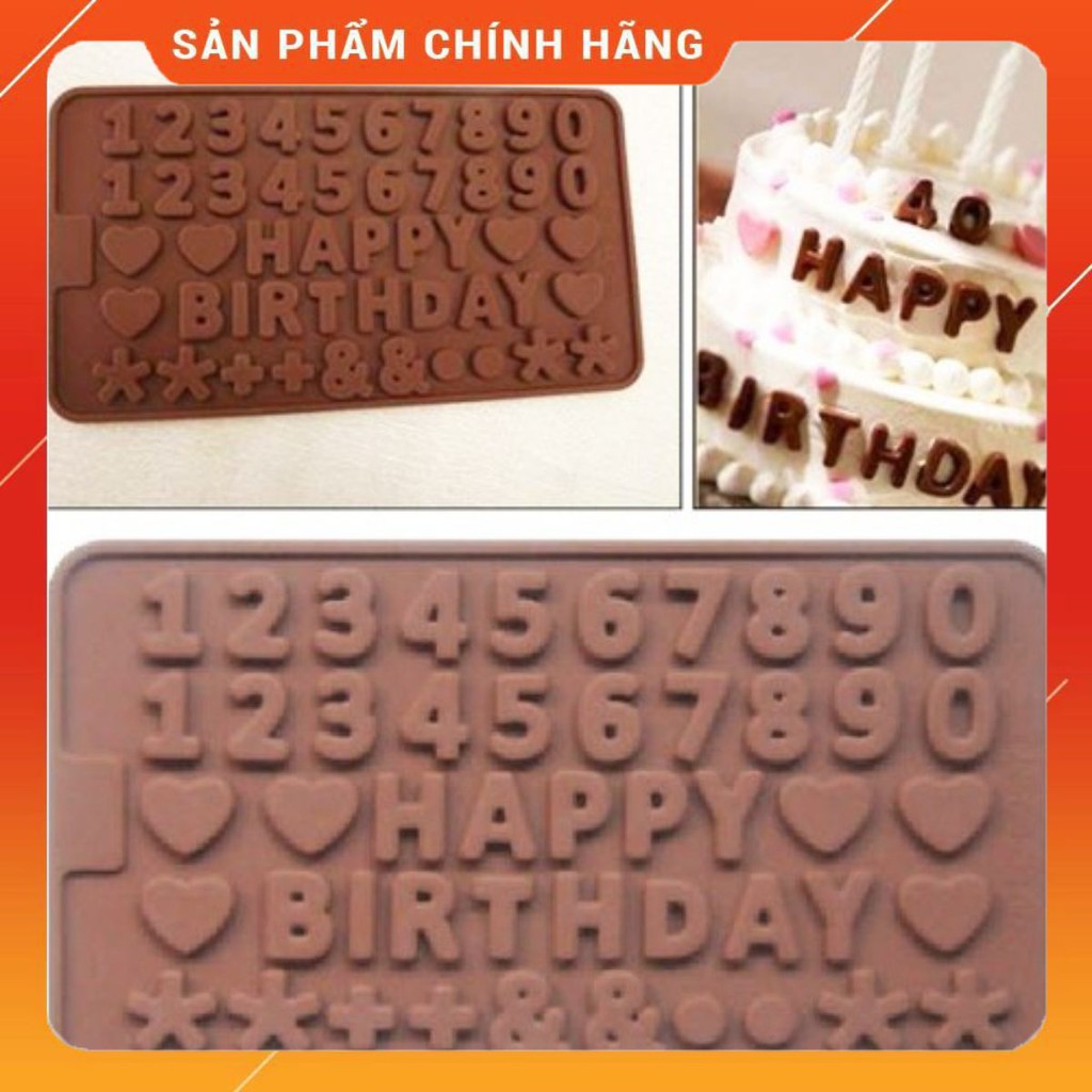 Khuôn Silicon Đổ Socola/Thạch/Đá/Kẹochipchip/Pudding Hình Chữ Chúc Mừng Sinh Nhật