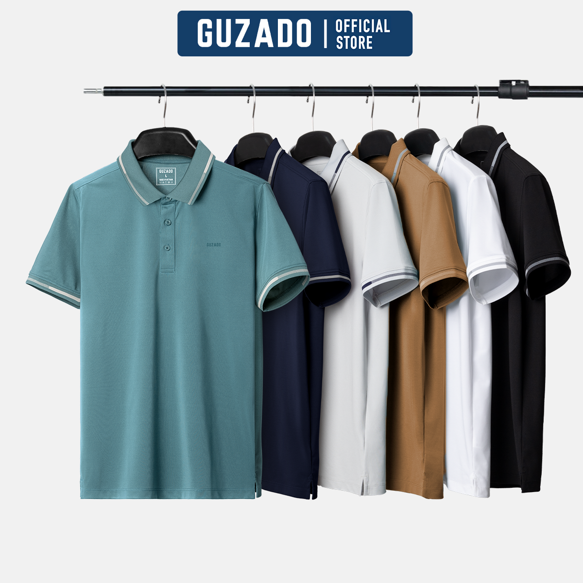 [TẶNG QUÀ ĐƠN 199K] Áo Polo Nam Guzado Vải Lacoste Mềm Nhẹ, Thoáng Mát, 6 Màu Trẻ Trung Phối Họa Tiết Sang Trọng GPS205