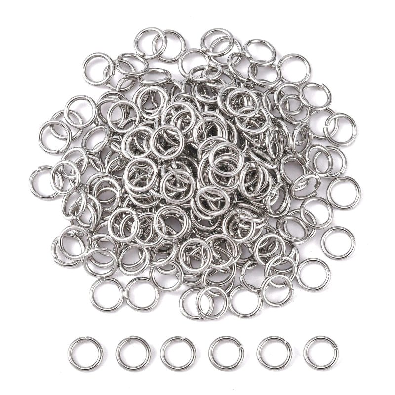 10-20g 304 Stainless Steel Open Jump Rings Stainless Steel Color 20 Gauge 4x0.8mm Inner Diameter: 2.4mm about 470pcs/20g