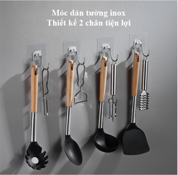 Móc inox dán tường 2 chân, Móc dán tường inox 304 siêu chắc không gỉ
