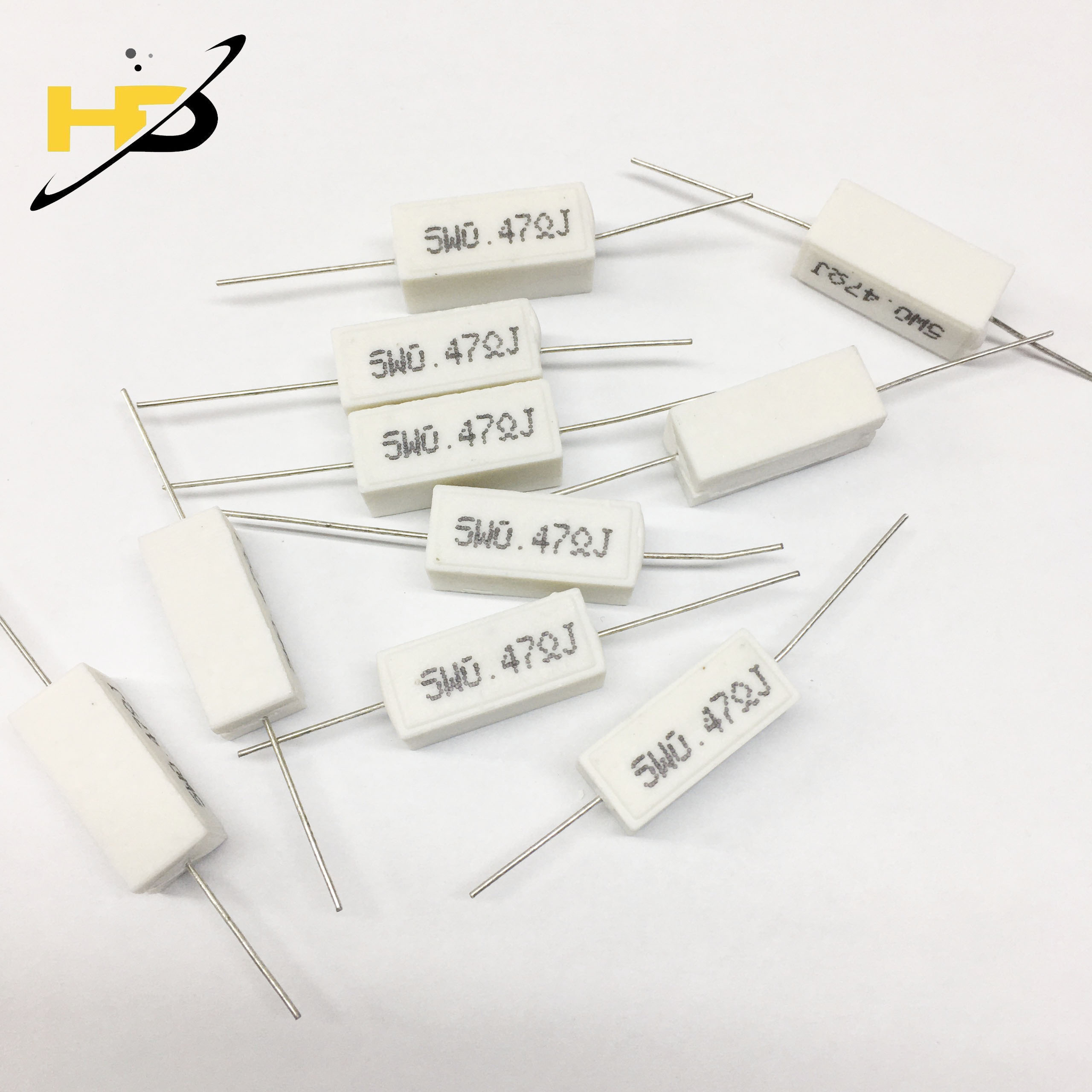 Combo 10 con điện trở sứ 0.47r 5w, điện trở công suất 0.47 ôm 5w