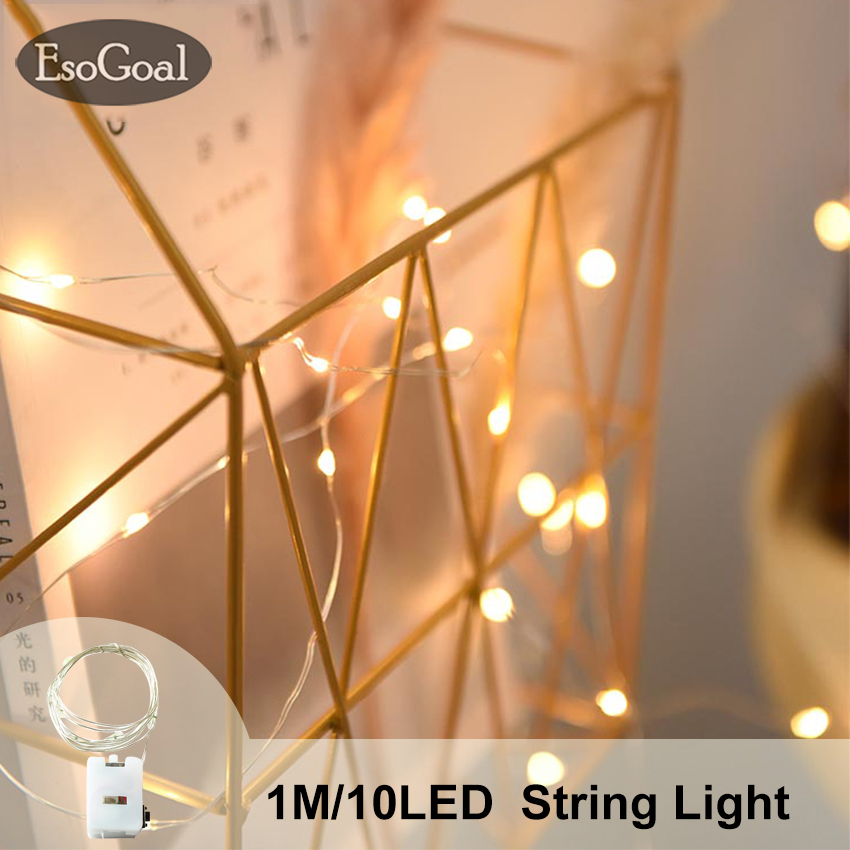 EsoGoal LED Strip Light String Fairy Light Christmas Light Decoration Wedding Light Battery Operated Fairy Lights Holiday Copper Wire String Lights Multi-mode Garland Party String Lights Warm White 1M/50LED