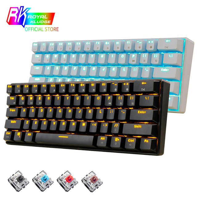 TẶNG USB 2.4G - Bàn phím cơ không dây Royal Kludge RK61 LED ĐƠN SẮC kết nối Dây, Bluetooth 5.1 và Wireless 2.4G Bàn phím mini 61 phím nhỏ gọn tinh tế dễ dàng mang theo mọi lúc mọi nơi.