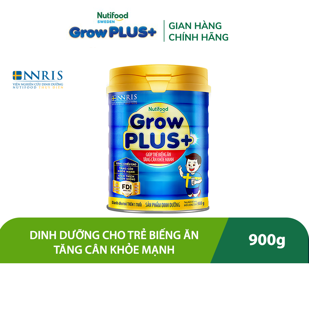 Sữa Bột Nutifood GrowPLUS+ Biếng Ăn (Xanh)  - Hỗ Trợ Kích Thích Ngon Miệng, Tăng Cân Khỏe Mạnh (Lon 900g)