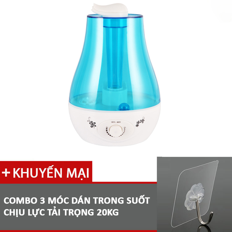 Máy phun sương tạo độ ẩm 3 lít Connie J205 làm mát phòng tránh khô da phòng điều hòa - Kèm 3 móc dán trong suốt