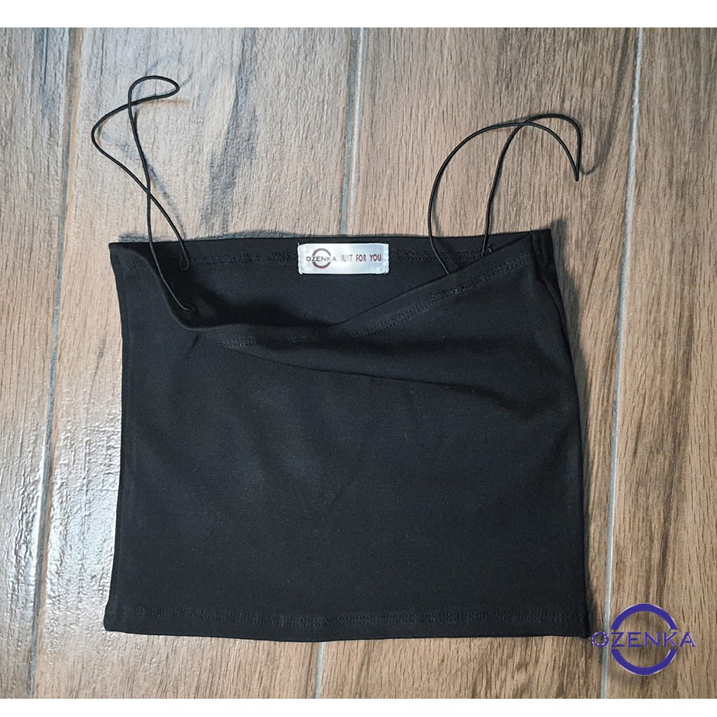 Áo 2 dây bún thun gân đẹp 100% cotton 2 màu đen trắng