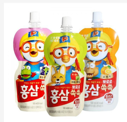 [Giá Sỉ] Set 3 túi Nước hồng sâm trẻ em Pororo Hàn Quốc 100ml/túi các vị