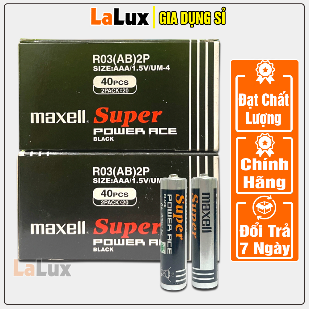 HỘP Pin AAA Maxell CHÍNH HÃNG 1.5V Made in Indonesia - Pin 3A Pin Tiểu AAA Cho Chuột Không Dây, Điều Khiển Từ Xa,máy đo huyết áp, đường huyết, oxy, nhiệt kế, đài radio, máy tính, đồng hồ, đồ chơi điện tử  LALUX