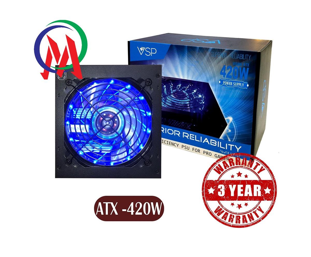 Nguồn máy tính vsp 420w có đèn led full box công suất thực