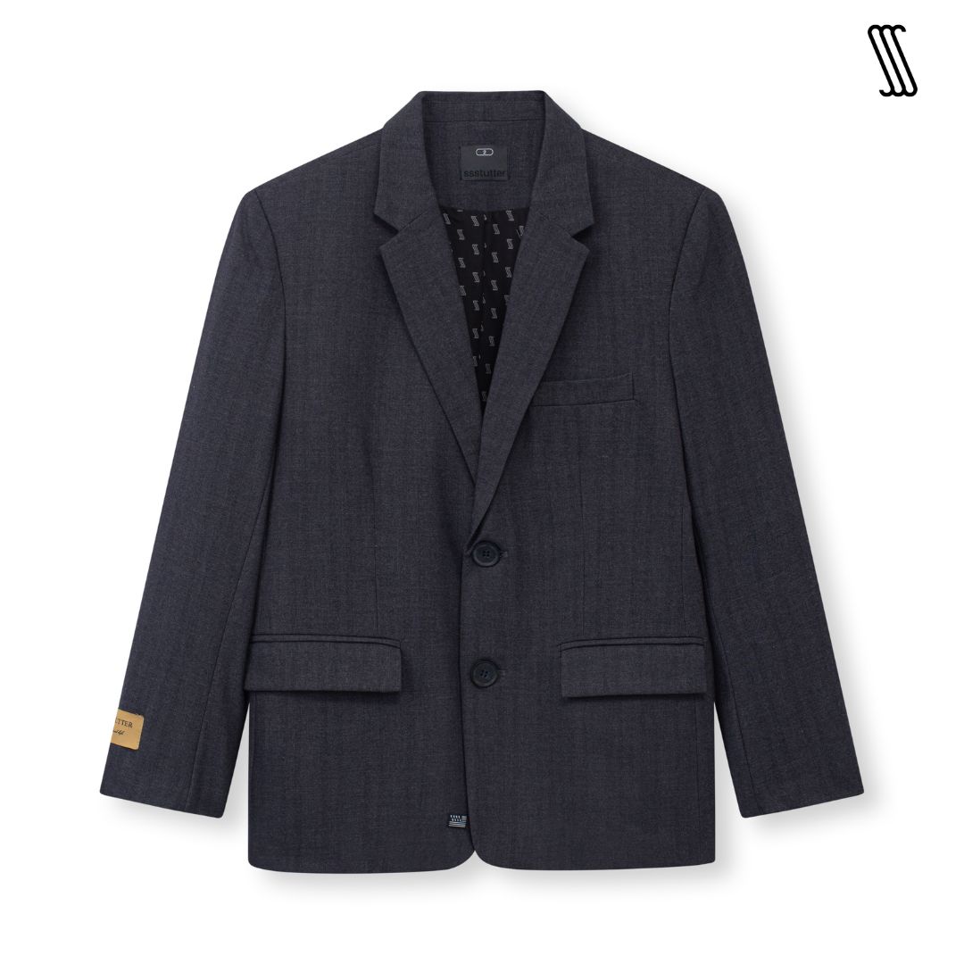 Áo blazer khoác nam nữ SSSTUTTER cúc hàng đơn form regular fit 2 màu xám