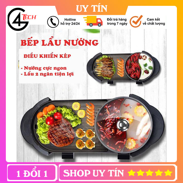 BẾP NƯỚNG ĐIỆN ĐA NĂNG 2 TRONG 1, NỒI LẨU NƯỚNG ĐA NĂNG CAO CẤP, CHẢO LẨU HÀN QUỐC - TVL004