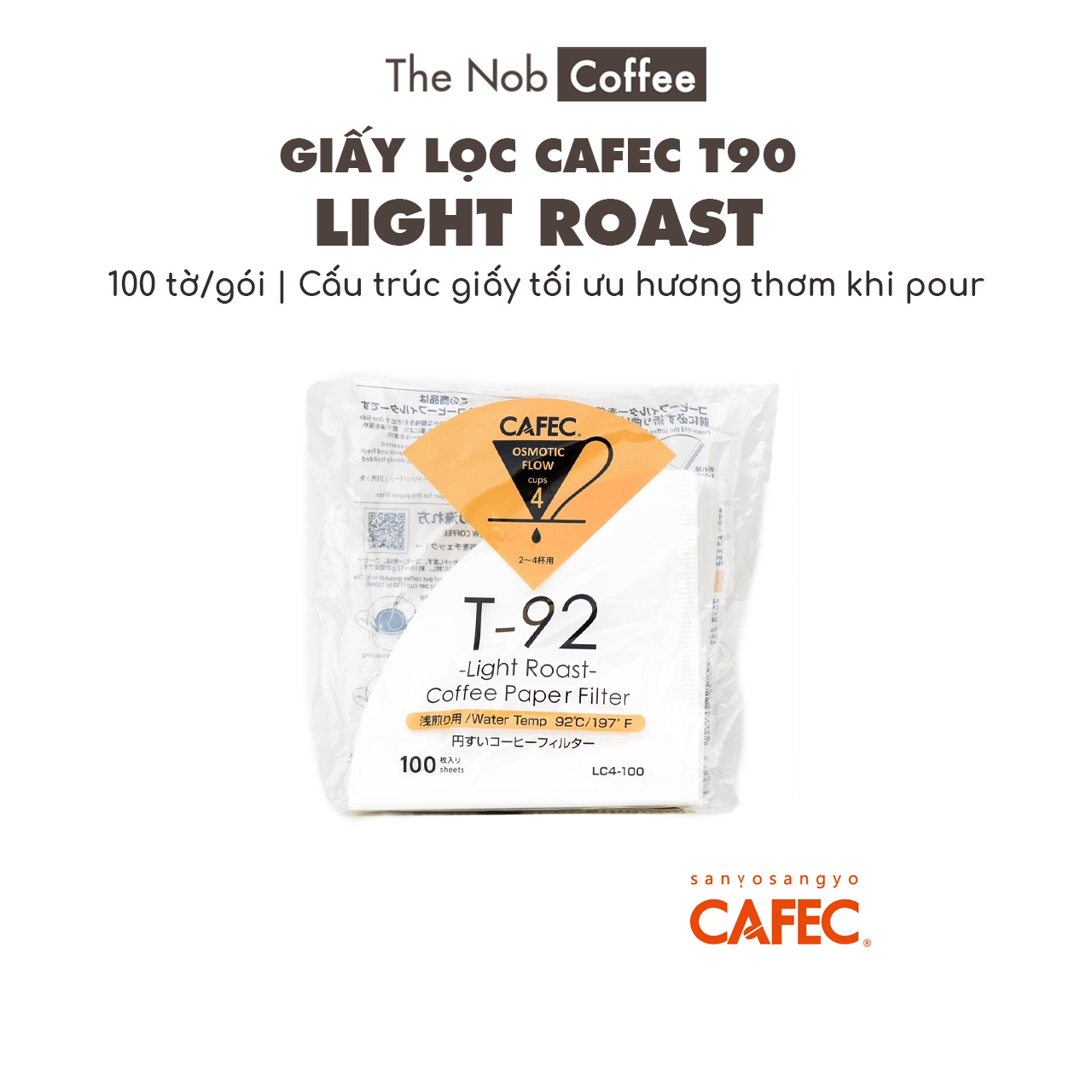 Giấy lọc cà phê cafec v60 t92 light roast | gói 100 tờ