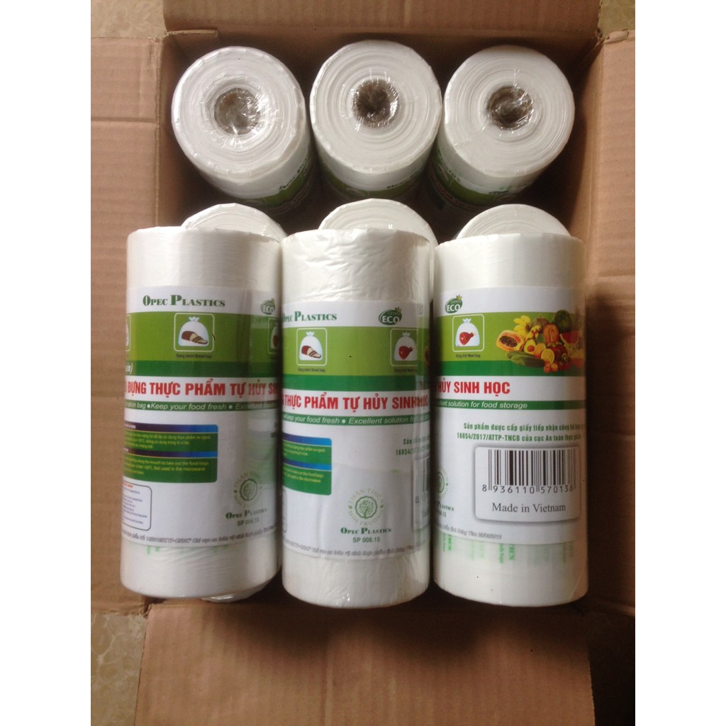01kg túi đựng thực phẩm tự phân hủy sinh học opec plastic: 01 cuộn|kg