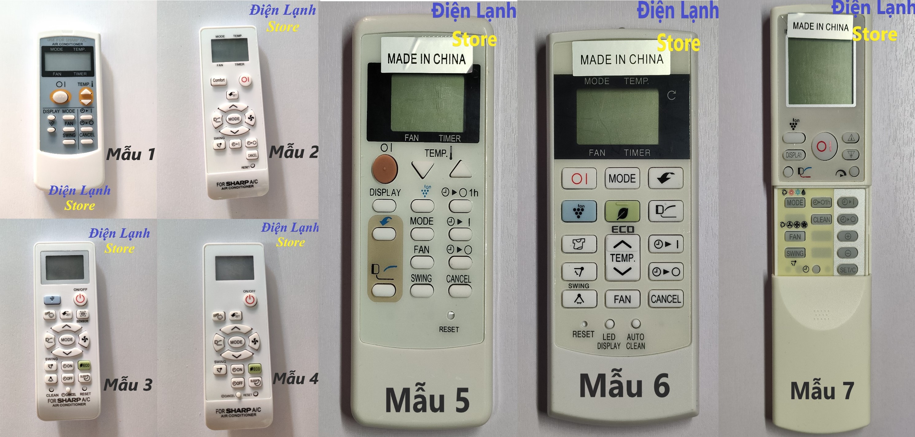 Remote máy lạnh Sharp các loại. .