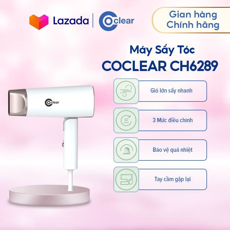Máy Sấy Tóc Coclear CH6289 - Công Suất Lớn 1800W - Chế Độ Sấy Mát Bảo Vệ Tóc - Chống Quá Nhiệt AnTtoàn - Tay Cầm Dạng gập Tiện Lợi - Hàng Chính Hãng Bảo Hành 24 Tháng