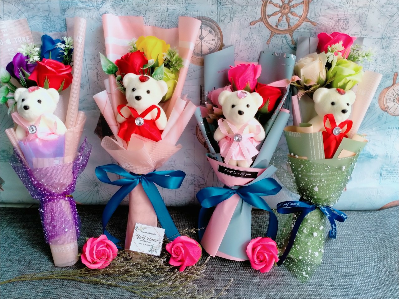[HCM]Hoa hông sáp thơm kèm gấu quà tặng đáng yêu sinh nhật kỉ niệm 8/3 20/1020/11-Hoa Yuki