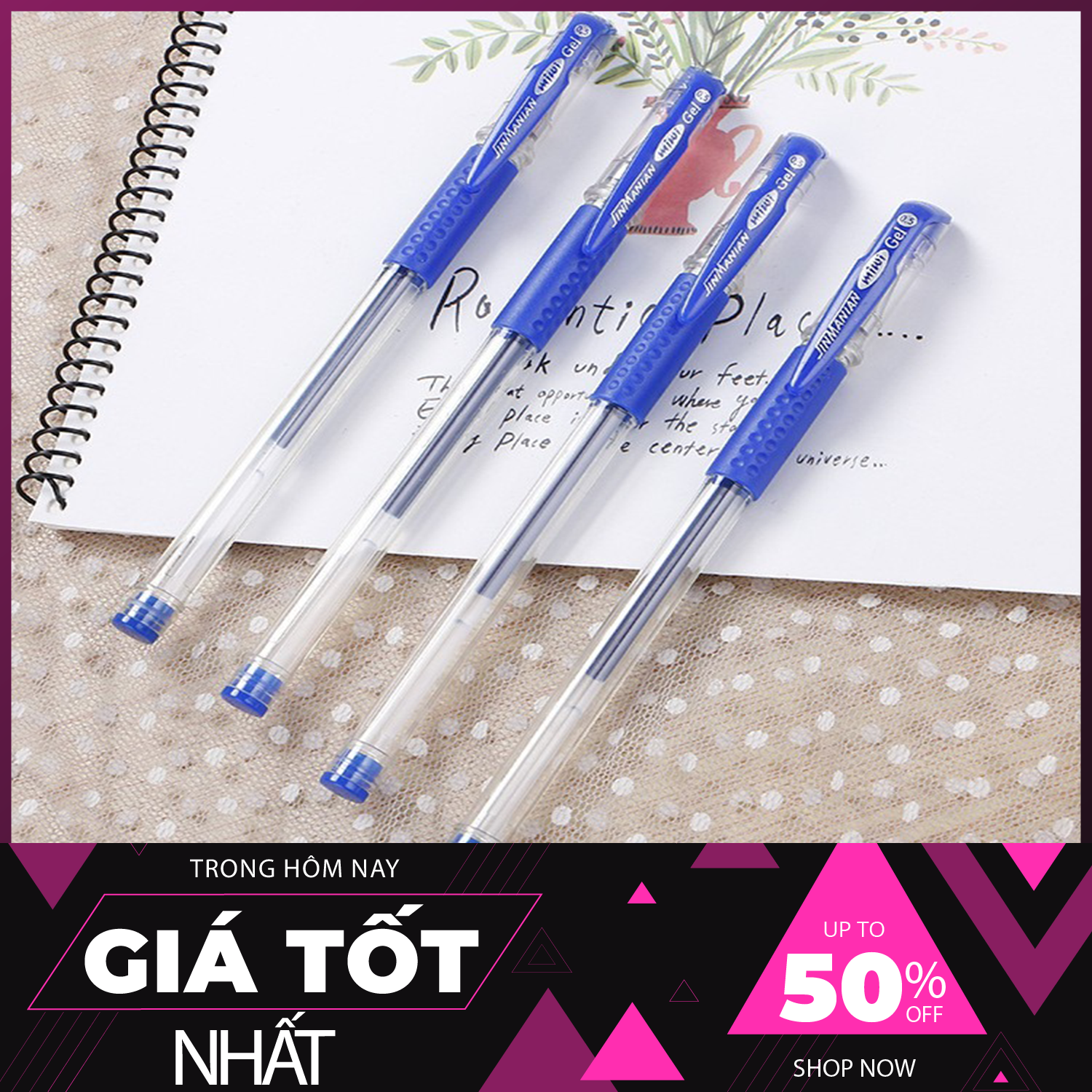 COMBO 10 bút bi nước viết êm tay không lem mực ra tay, bút bi giá rẻ sẵn 3 màu đen xanh đỏ, đồ dùng văn phòng phẩm cho học sinh, văn phòng, Bộ 10 bút bi nước nét thanh