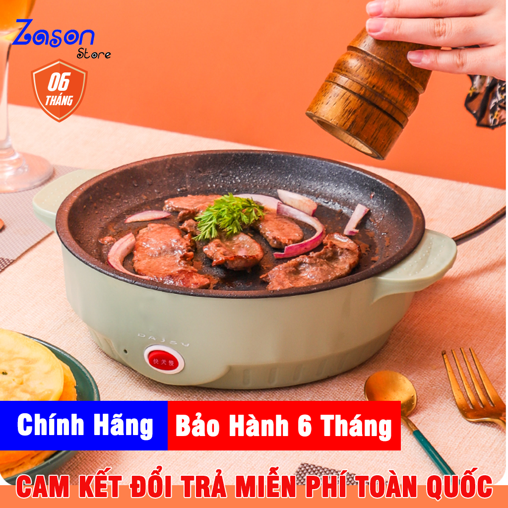 Bếp điện mini đa năng công suất 450W tiết kiệm điện năng - Bếp rán cắm điện siêu tiện lợi kích thước 26cm, Nồi đa năng có lớp chống dính cao cấp, Bếp nướng mini tiết kiệm điện tích, Bếp điện bảo hành 6 tháng