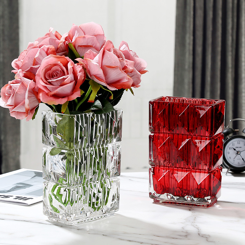 Lọ hoa decor vuông độc đáo Qhouse , bình hoa thuỷ tinh trang trí phòng khách, để bàn làm việc đẹp sang trọng