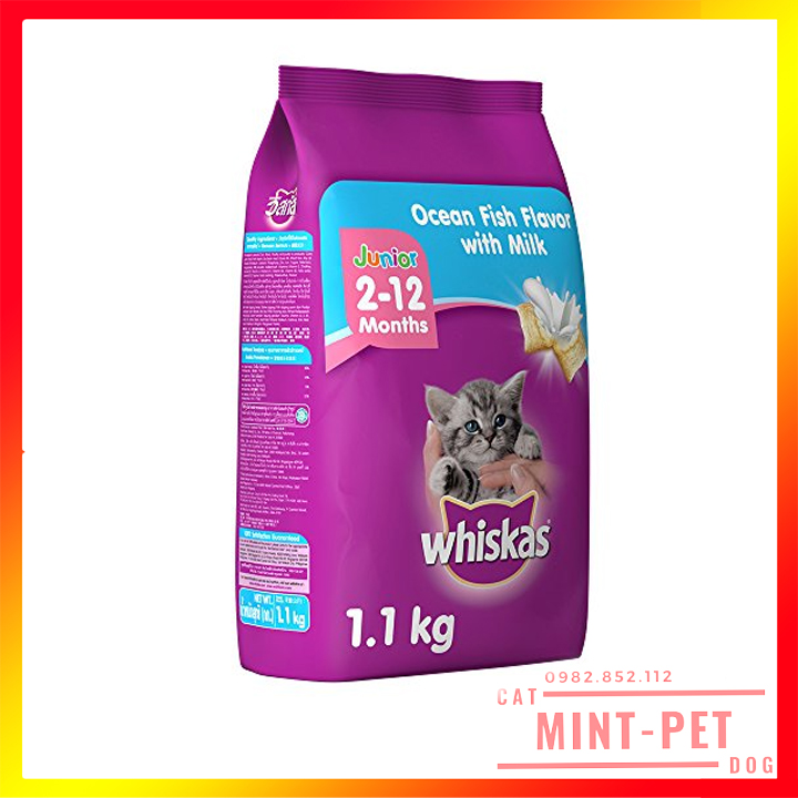 Thức ăn cho mèo con dạng hạt whiskas junior túi 1,1 kg