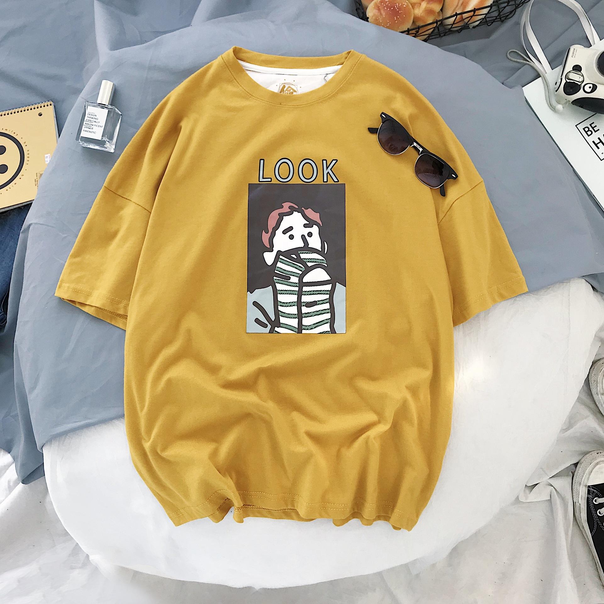 Men's T-Shirt, Round Neck, Short Sleeves, Floral Print, Unique Style, Korean Style, Suitable for Summer, Loose Fit, Student Style9 - 2