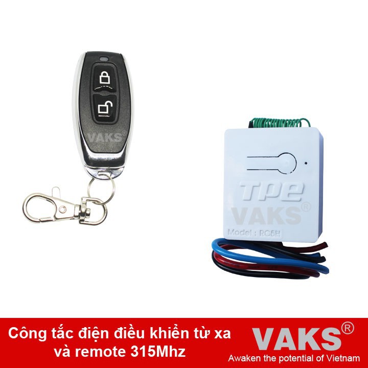 01 công tắc điều khiển từ xa tpe rc5h 220v 800w + remote rm01 315mhz - sx tại vn