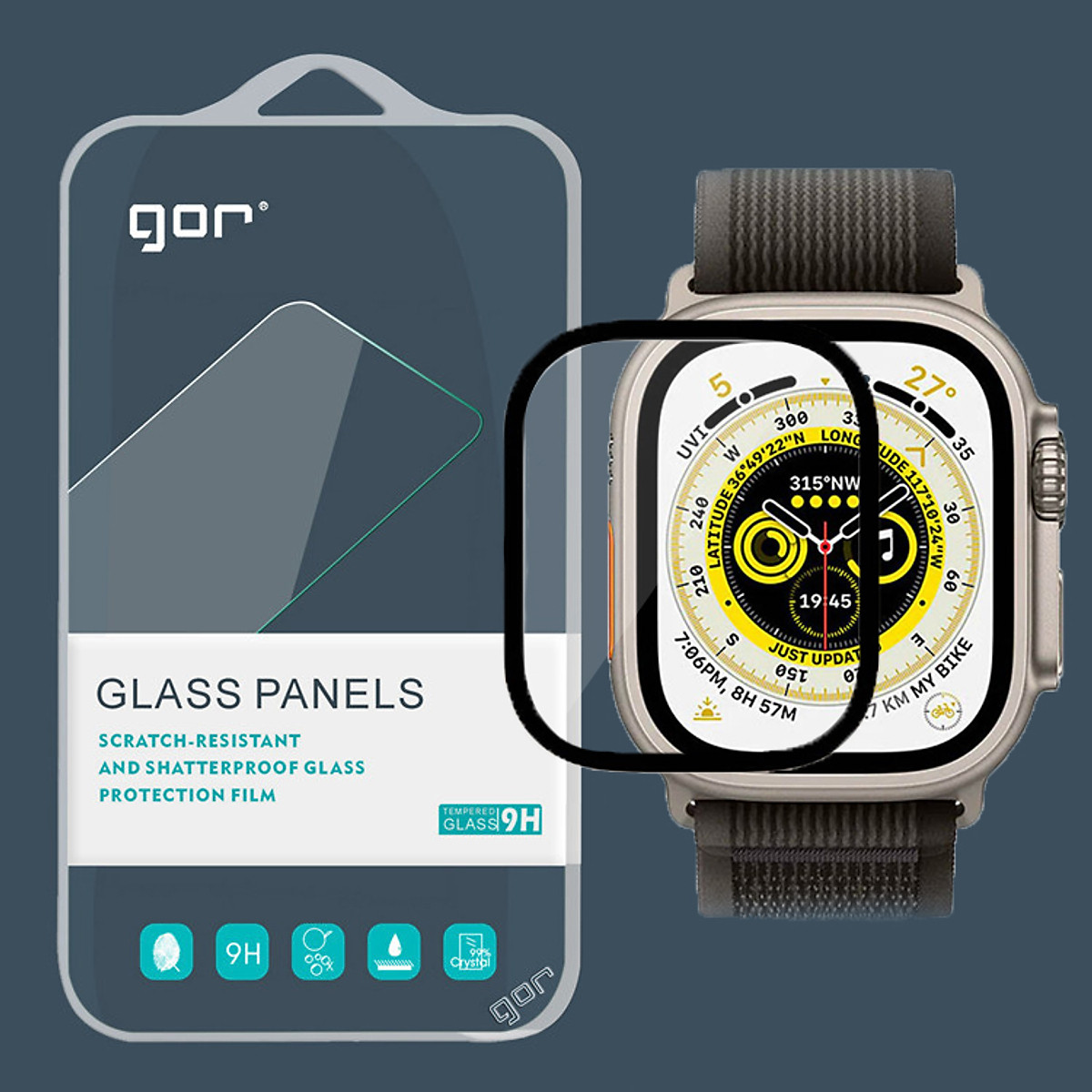 Miếng dán cường lực gor phủ sapphire dành cho apple watch ultra 49mm - hàng chính hãng