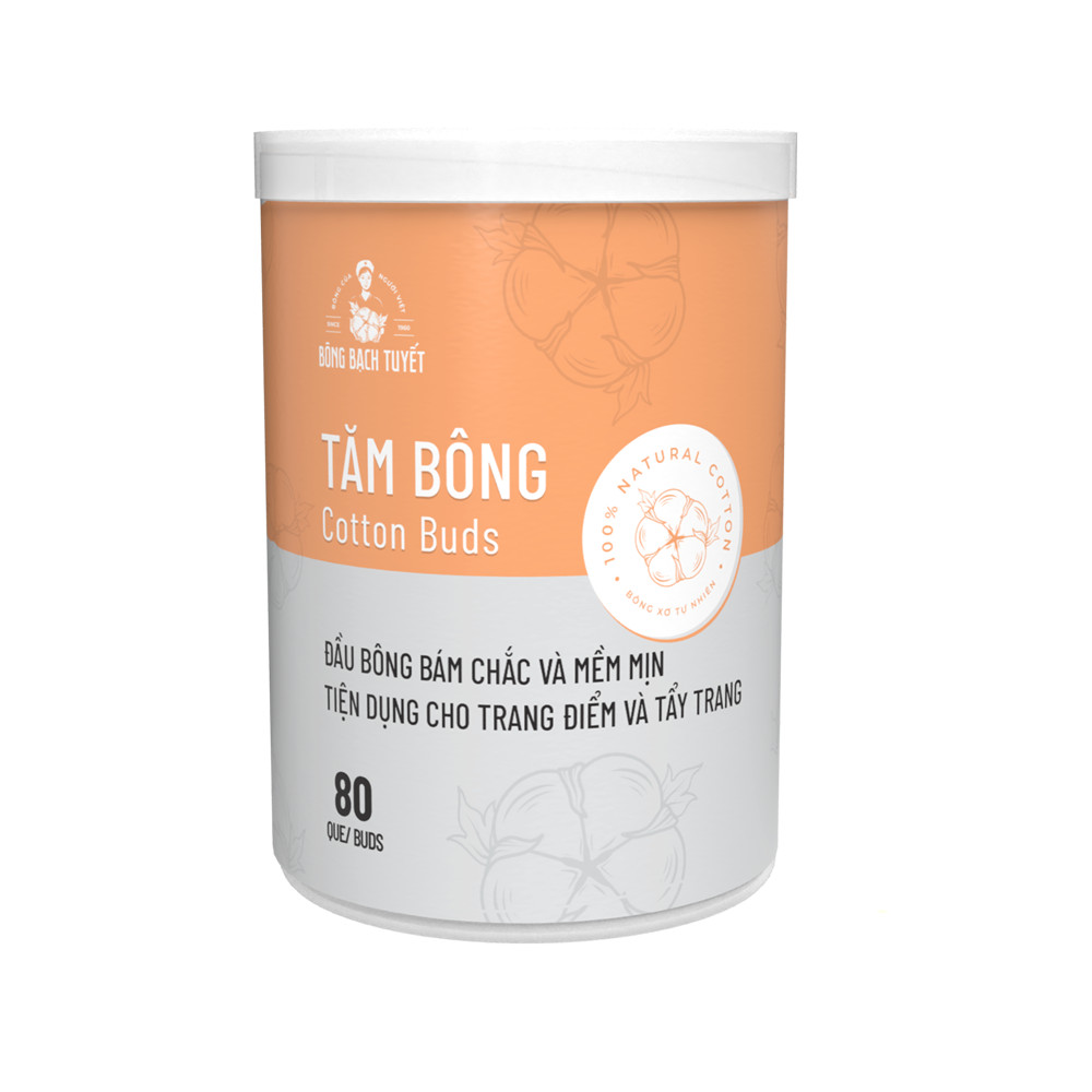 Tăm bông Meriday hộp tròn xoay 80 que