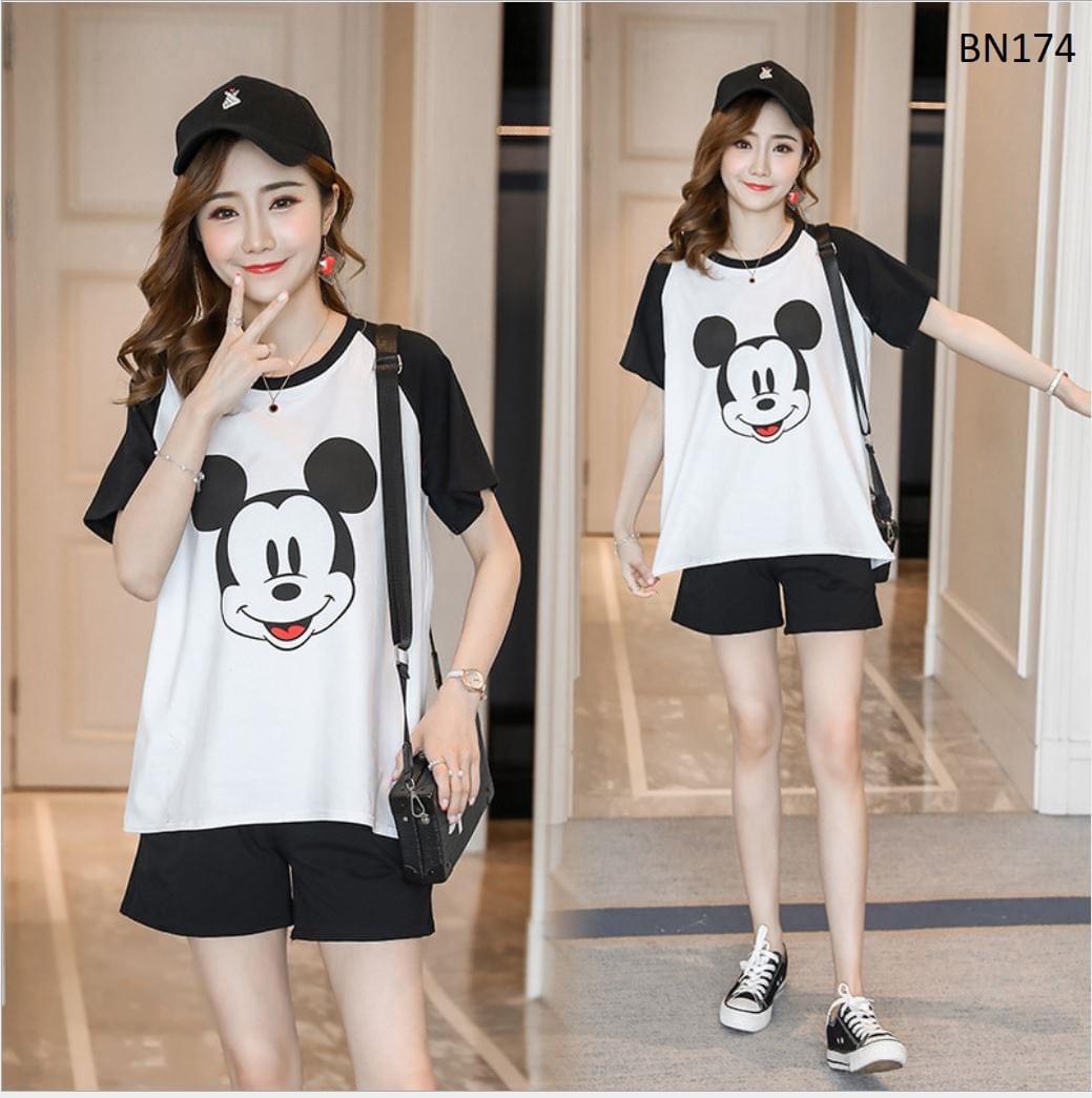 Bộ đồ bầu và sau sinh Bana, set đồ nữ hình micky dễ thương Mã BN174