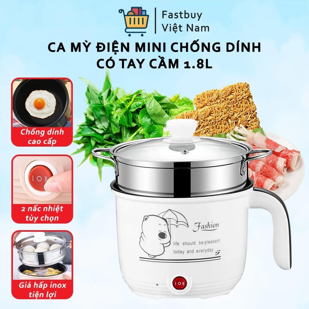 Ca Nấu Mì Kiêm Nồi Lẩu Mini Kèm Giá Hấp INOX Cao Cấp , Thiết Kế Nhỏ Gọn Tiện Lợi