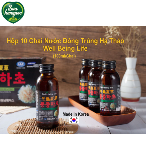 Hộp 10 Chai Nước Đông Trùng Hạ Thảo Hàn Quốc 100ml - Tinh chất Đông Trùng - Nước Nhân Sâm Hàn Quốc Korea Red Ginseng Drink - Nước tăng lực