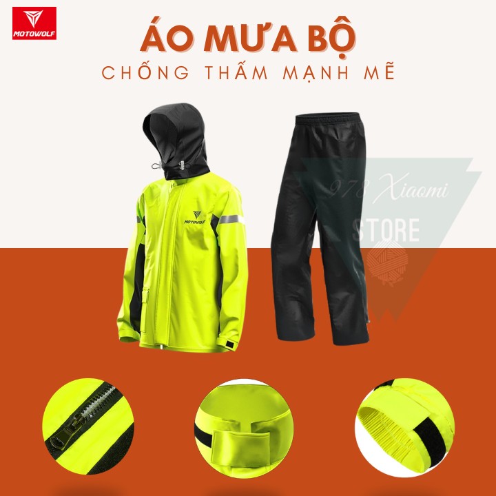 Áo mưa bộ motowolf mdl0401 - bộ áo mưa cao cấp motowolf
