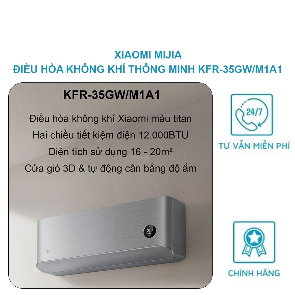 Điều Hòa Thông Minh 2 chiều Xiaomi Mijia Inverter KFR-35GW - M1A1 1.5HP (12000 BTU) Model 2024