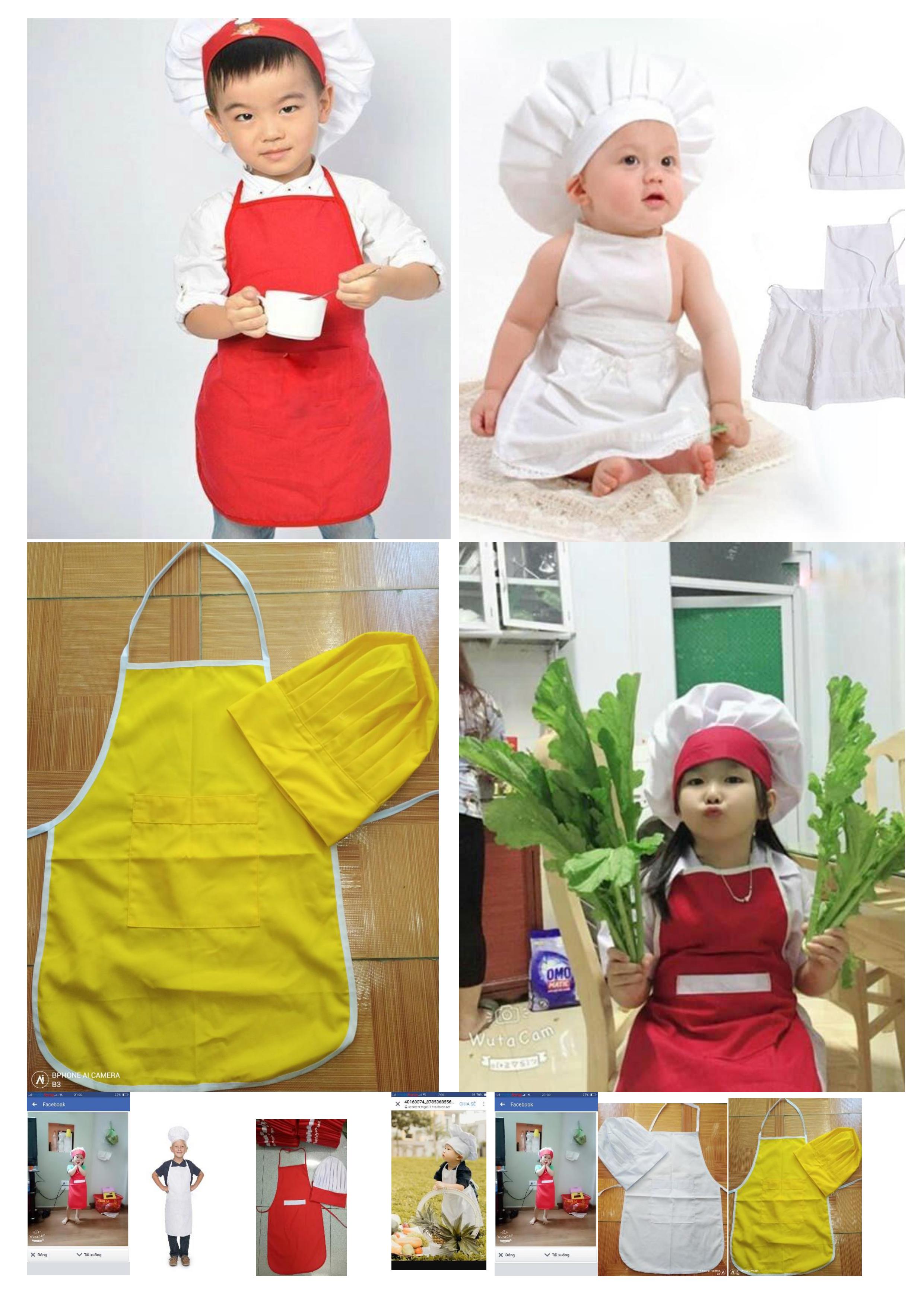 Bộ đầu bếp, tạp dề cho bé kèm nón vải