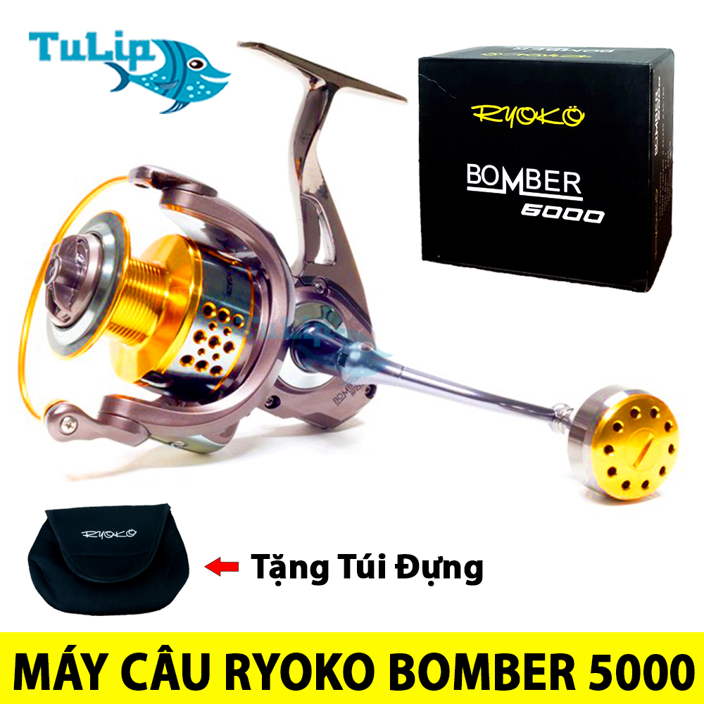 Máy Câu Cá RYOKO BOMBER - Máy Câu Kim Loại Made In Thailan - Đủ Size : 5000, 6000 Tặng Túi Đựng Máy Câu RYOKO
